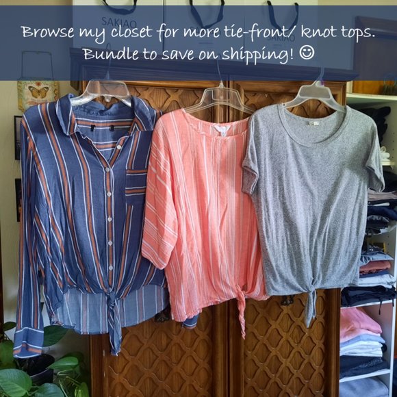 3/$15 Caution To The Wind Tie Front Soft Knit Cap Sleeve Top - Size M - Picture 14 of 15